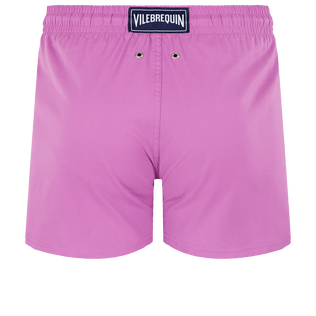 Men Swimwear Short and Fitted Stretch Solid Pink dahlia back view