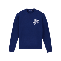Men Wool and Cashmere Sweater Turtle Purple blue front view