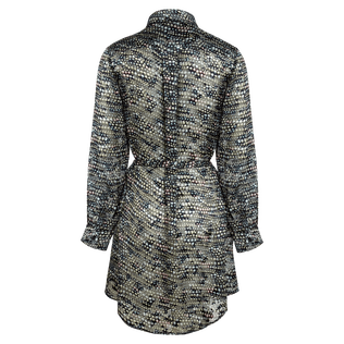 Women Silk Shirt Dress Pearl Black back view