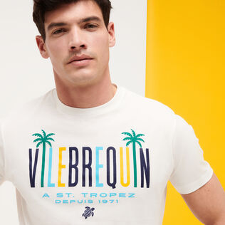T-shirt en coton homme Vilebrequin Palms Off-white vue de détail 1