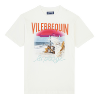 Men Cotton T-Shirt Wave on VBQ Beach Off white front view