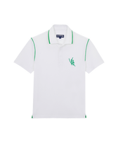 男士全棉珠地 VBQ 花纹 Polo 衫 White 正面图