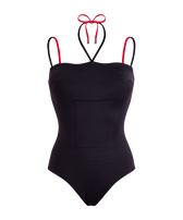 Costume intero donna bicolore da allacciare Nero vista frontale