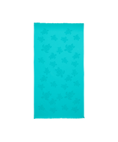 Toalla de playa en algodón orgánico Turtles Jacquard Disco green vista frontal