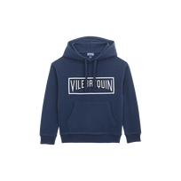 Sweat à capuche en coton garçon logo surpiqué Bleu marine vue de face