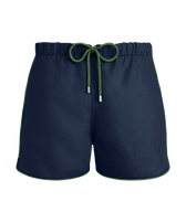 Bañador de lino de color liso para hombre Azul marino vista frontal