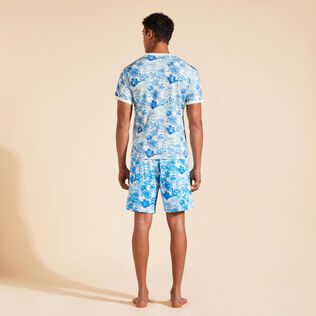 Tahiti Flowers T-Shirt aus Baumwolle für Herren Weiss Rückansicht getragen