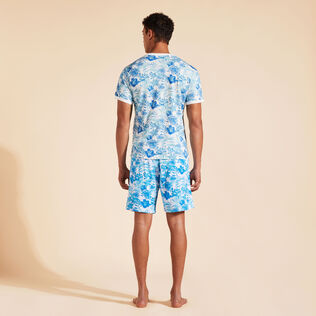 Camiseta de algodón con estampado Tahiti Flowers para hombre Blanco vista trasera desgastada