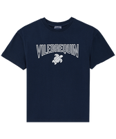 Camiseta de algodón orgánico para niño Azul marino vista frontal