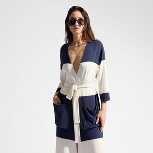 Women Viscose Jersey Striped Beachjama Top Navy details view 2