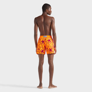 Men Ultra-light and packable Swim Shorts Flocked Starlettes Fluo fire back worn view