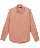 Men Linen Mineral Dye Shirt Solid Pottery front view