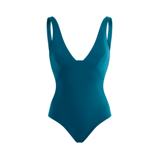 女士纯色挂脖式连体泳装 Peacock 正面图