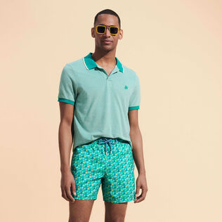 Men Cotton Changing Color Pique Polo Shirt Emerald 细节视图2