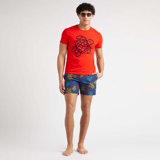 Bañador con estampado Ronde des Tortues Tricot para hombre: Vilebrequin x Falke Azul marino detalles vista 1