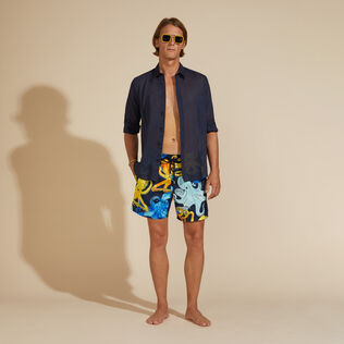 Cotton Voile Lightweight Shirt Solid Navy details view 1