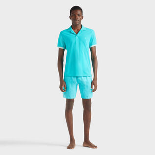 Polo en piqué coton organique homme uni Vert disco vue portée de face