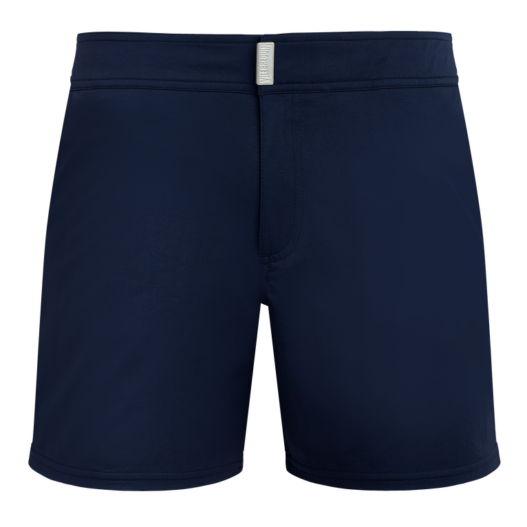 Men Stretch Swim Shorts Flat Belt Solid - Merise - Blue - Size L - Vilebrequin