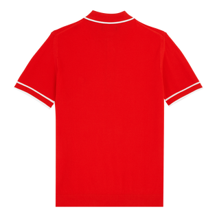 Men Organic Knit Cotton Polo Solid Poppy red back view