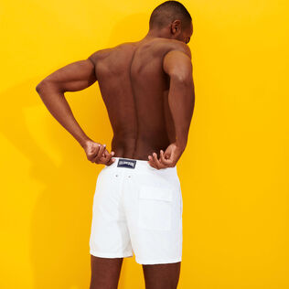 Men Swimwear Solid White back worn view
