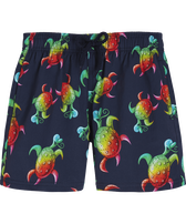 Maillot de bain garçon stretch Tortues Rainbow Multicolor - Vilebrequin x Kenny Scharf Bleu marine vue de face