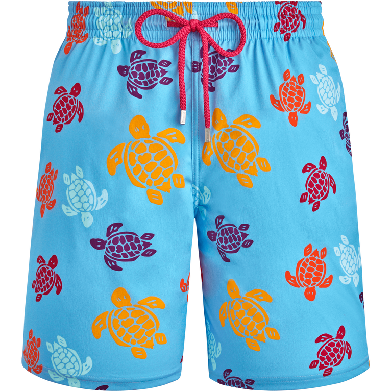 Men Long Stretch Swim Shorts Tortues Multicolores - Okorise - Blue - Size XXXL - Vilebrequin