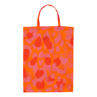 Pareo de gasa de algodón con estampado New Leopard Albaricoque vista trasera desgastada
