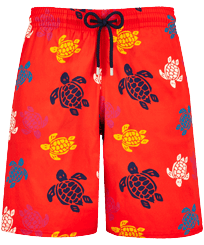 Maillot de bain long stretch homme Ronde Tortues Multicolores Coquelicot vue de face