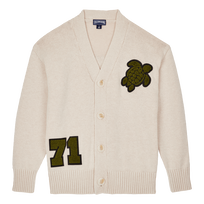 Boys Cotton and Wool Knit Cardigan  Off white vista frontale