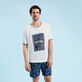 Poulpes Bicolores T-Shirt aus Leinen für Herren Off white Vorderseite getragene Ansicht