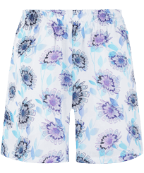 Flash Flowers Bermudashorts aus Leinen für Damen Purple blue Vorderansicht
