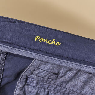 Men Tencel Cotton Bermuda Shorts Solid Navy details view 2