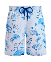 Bañador largo elástico con estampado Medusa and Shells para hombre Blanco vista frontal