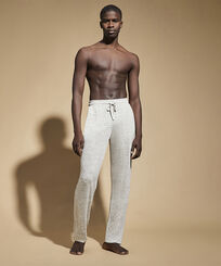 Unisex Linen Pants Solid Lihght gray heather front worn view