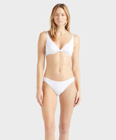 Women Midi Brief Bikini Bottom Broderie Anglaise White front worn view