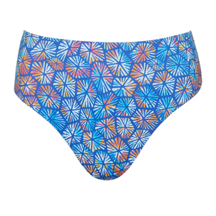 Braguita de bikini de talle alto con estampado Carapaces Multicolores para mujer Mar azul vista frontal