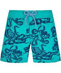 Boys Swim Trunks Poulpes Flocked Emerald front view