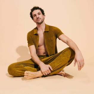 Unisex Terry Pants Solid Bark details view 3