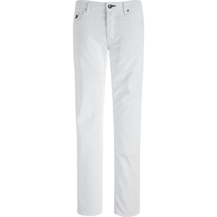 Pantalón recto de terciopelo con cinco bolsillos para hombre Off white vista frontal