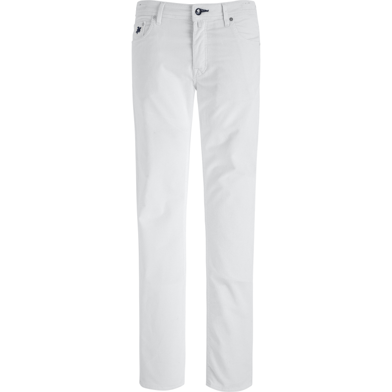 Pantaloni Uomo A 5 Tasche In Velluto A Coste 1500 Righe - Jean - Gbetta18 - Bianco