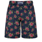 Men Stretch Long Swim Trunks Provencal Turtles Navy back view