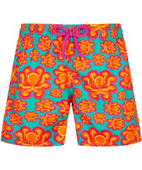 Maillot de bain stretch garçon Poulpes Neon Vert tropezien vue de face