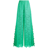 Women Guipure Pants Flowers Lace Green paradise front view