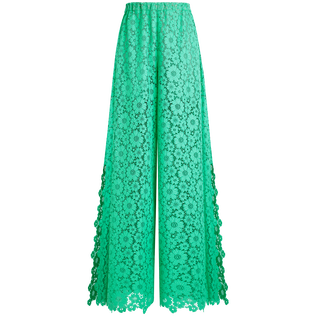 Women Guipure Pants Flowers Lace Green paradise front view