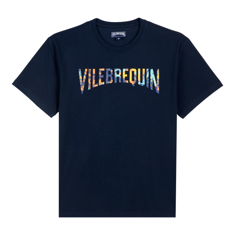 Men Organic Cotton Oversized T-shirt Poulpes Tie And Dye - Tareck - Blue - Size L - Vilebrequin