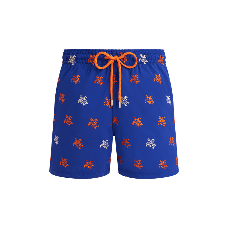 Vilebrequin Men Swim Shorts Embroidered Micro Ronde Des Tortues Diagonale - Swimming Trunk - Mistral - Blue - Size 4XL
