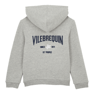 Boys Hooded Front Zip Sweatshirt Placed Back Gomy Heather grey back view