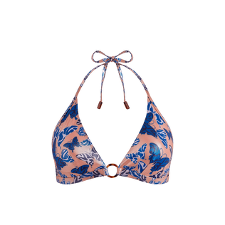 Women Halter Bikini Top Disco Butterflly Blush 正面图