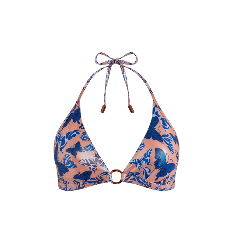 Vilebrequin Halter Bikini Top Disco Butterflly In Pink