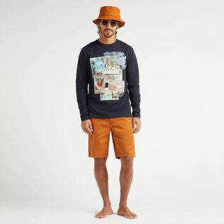 男士 Vintage Stamp 棉质长袖 T 恤 Navy 细节视图1